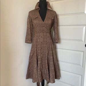 CAbi Faux Wrap Dress Floral Brown Sz 6